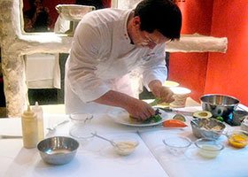 Peruvian chef preparing cuisine
